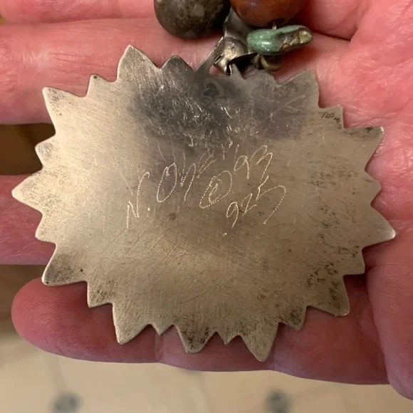 Handcrafted Beaded Necklace with Large Tigereye Pendant - Picture 3 of 6